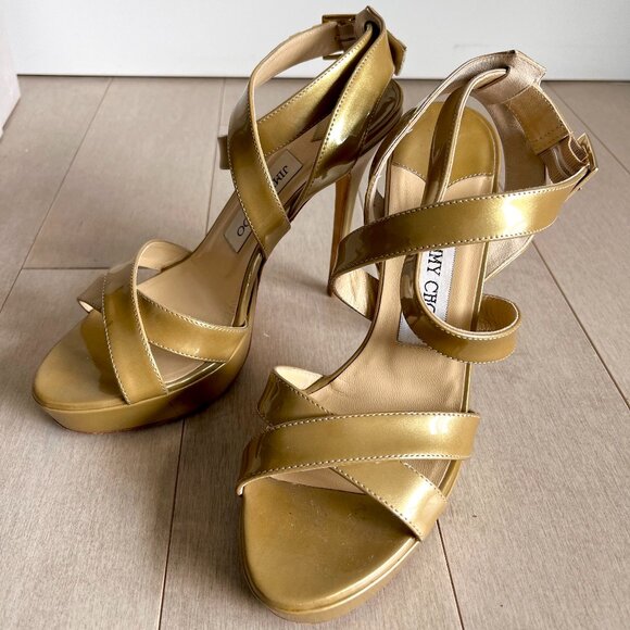 Jimmy Choo Iridescent Olive Heels - Picture 2 of 8